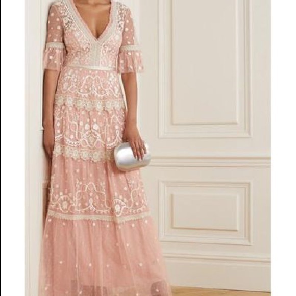 Needle & Thread Dresses & Skirts - Needle & Thread Blush Pink Embroidered Maxi Dress